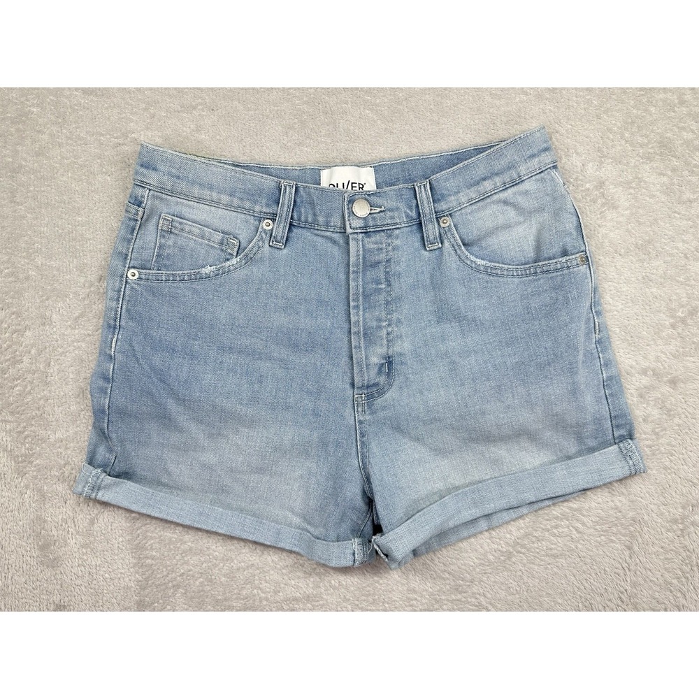 DU/ER Denim Shorts Women 30 Light Blue Performance High Rise Button Fly WSMR5323